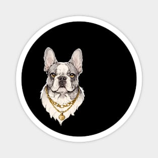 Blue Pied with Gold Chain French Bulldog Magnet